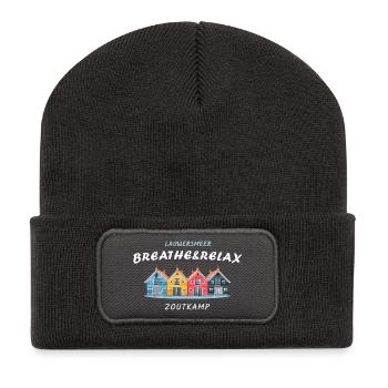 Zoutkamp, Groningue, Pays-Bas, maisons colorées - Beanie recyclé à patch - charbon - Devant