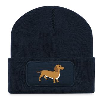 Dachshund - Recycled Patch Beanie - french navy - Front