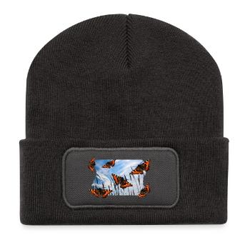BUTTERFLY - Recycled Patch Beanie - dark grey - Front