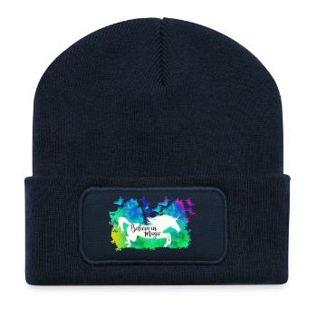Croire en la magie - Beanie recyclé à patch - bleu marine - Devant
