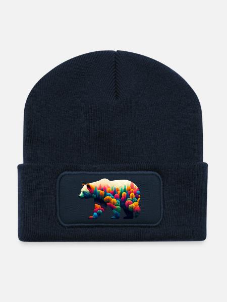 Ours - Beanie recyclé à patch - bleu marine