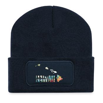 Watercolor Map of Hawaii - Recycled Patch Beanie - french navy - Front