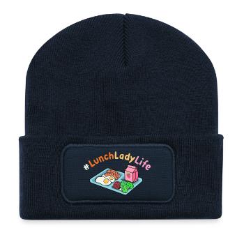 Mittagessen Schule Cafeteria Crew - Recycelte Patch Beanie - French Navy - Vorne
