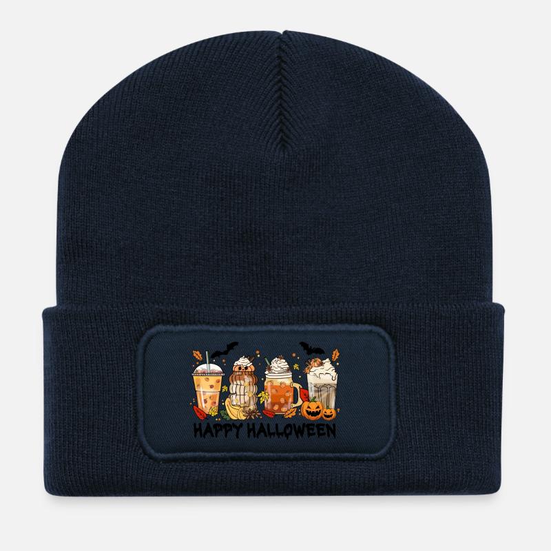 Halloween - Beanie recyclé à patch - bleu marine