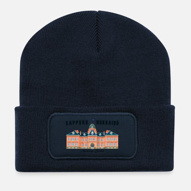 Sapporo, Hokkaido, Giappone, vecchio edificio per uffici - Beanie riciclato con toppa - blu navy