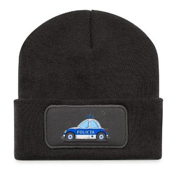 Polizeiauto Policja Blau - Recycelte Patch Beanie - Dunkelgrau - Vorne