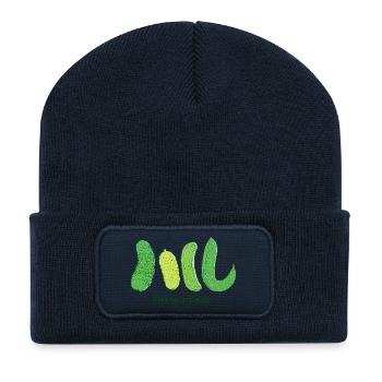 Choisissez votre cornichon : Art du concombre vert - Beanie recyclé à patch - bleu marine - Devant