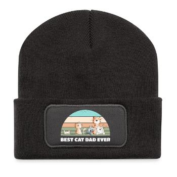 Best Cat Dad Katzen Papa Vintage Katzenliebhaber - Recycelte Patch Beanie - Dunkelgrau - Vorne