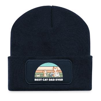 Best Cat Dad Katzen Papa Vintage Katzenliebhaber - Recycelte Patch Beanie - French Navy - Vorne