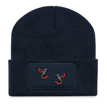 Colibri Oiseau 2 - Beanie recyclé à patch - bleu marine - Devant