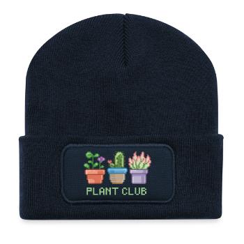 Pixel Plant Club Vibes - Recycled Patch Beanie - french navy - Front