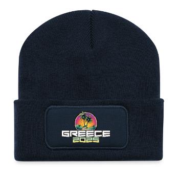 Greece 2025 Urlaub Palmen - Recycelte Patch Beanie - French Navy - Vorne