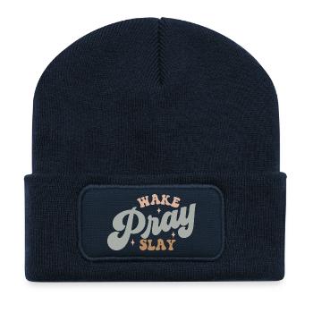 wake, pray, slay - Recycled Patch Beanie - french navy - Front