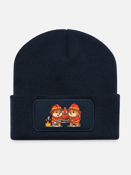 Firefighter hamsters - Recycled Patch Beanie - french navy