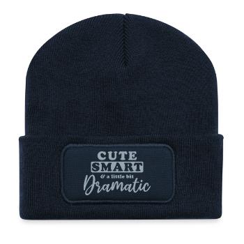 Mignon, intelligent et un peu dramatique - Beanie recyclé à patch - bleu marine - Devant