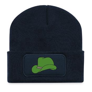 chapeau vert - Beanie recyclé à patch - bleu marine - Devant