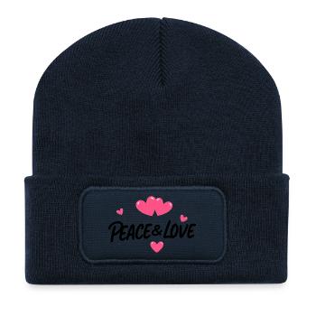 Peace and love - Recycled Patch Beanie - french navy - Front
