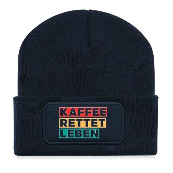 Kaffee rettet Leben - Recycelte Patch Beanie - French Navy - Vorne