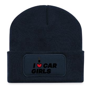 I love car girls / Auto Tuning Designs - Recycelte Patch Beanie - French Navy - Vorne