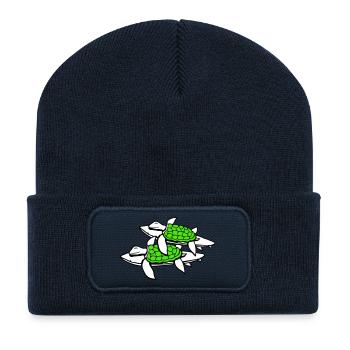 2 tortues d’eau surfeur surf planche de surf mignon - Beanie recyclé à patch - bleu marine - Devant