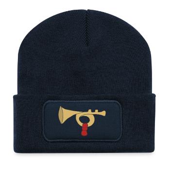 Vintage posaune mit rotem Griff - Recycelte Patch Beanie - French Navy - Vorne