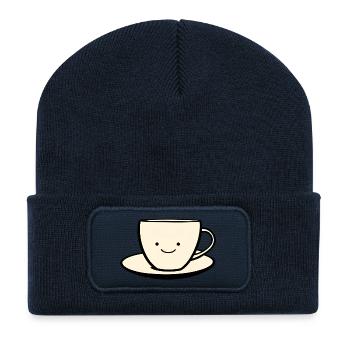 Süße Kaffeetasse Kaffee Liebhaber - Recycelte Patch Beanie - French Navy - Vorne