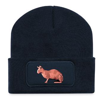 Sphynx Low Poly Cat – Geometric Design - Recycled Patch Beanie - french navy - Front