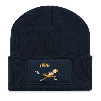 Humoristischer Affe mit Tape-Design - Recycelte Patch Beanie - French Navy - Vorne