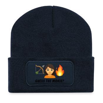 Motiv Abenteuer und Feuer Motiv Design - Recycelte Patch Beanie - French Navy - Vorne