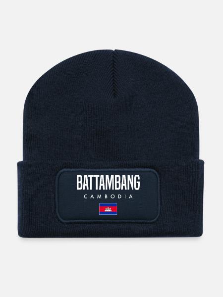 Battambang Cambodge Khmer - Beanie recyclé à patch - bleu marine