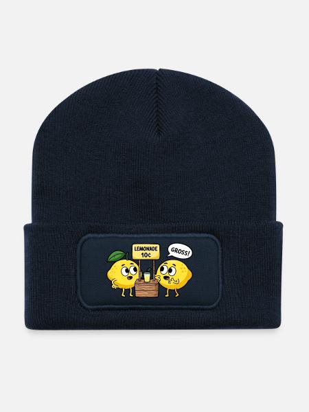 Zitronen Comic – Limonade für 10 Cent - Recycelte Patch Beanie - French Navy