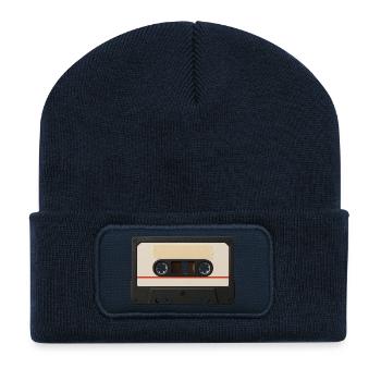 Retro Kassette – Mixtape Classic - Recycelte Patch Beanie - French Navy - Vorne
