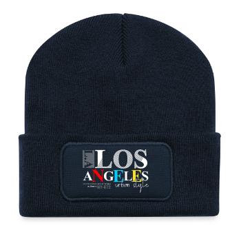 City skyline with colorful text - Recycled Patch Beanie - french navy - Front