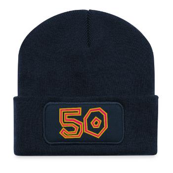 50. 50 ANS. 50e ANNIVERSAIRE. ANNIVERSAIRE 50 ANS. - Beanie recyclé à patch - bleu marine - Devant