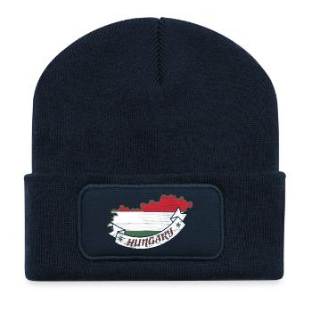 Ungarn  - Recycelte Patch Beanie - French Navy - Vorne