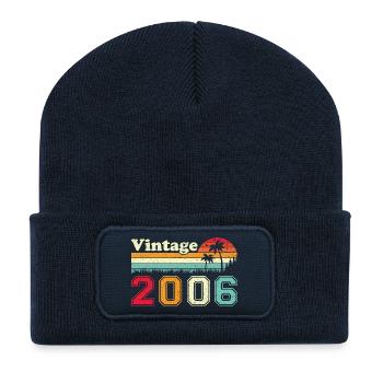 2006 Vintage Rétro Cadeau d’anniversaire - Beanie recyclé à patch - bleu marine - Devant