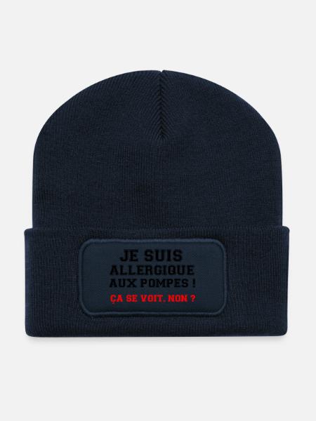 Ich bin allergisch gegen Pumpen! - Recycelte Patch Beanie - French Navy
