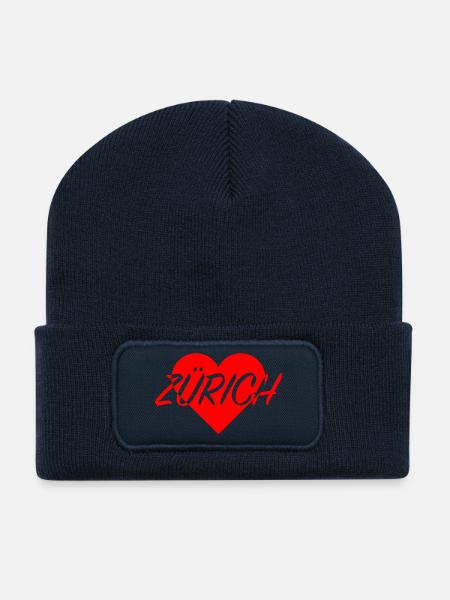 I LOVE ZÜRICH Herzmuster - Recycelte Patch Beanie - French Navy