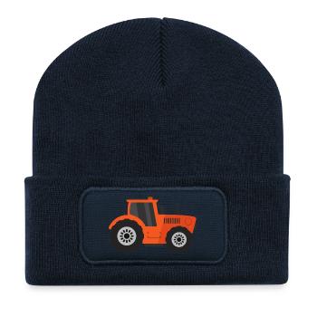 tracteur - Beanie recyclé à patch - bleu marine - Devant