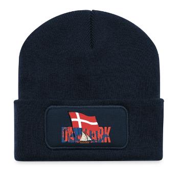 Drapeau et voilier du Danmark - Beanie recyclé à patch - bleu marine - Devant