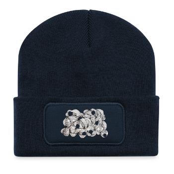 Lined Leaf Weave Pattern - Recycled Patch Beanie - french navy - Front