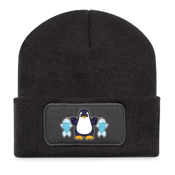 Pêche au poisson-pêcheur manchot - Beanie recyclé à patch - charbon - Devant