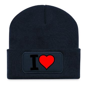 I Cœur - Beanie recyclé à patch - bleu marine - Devant