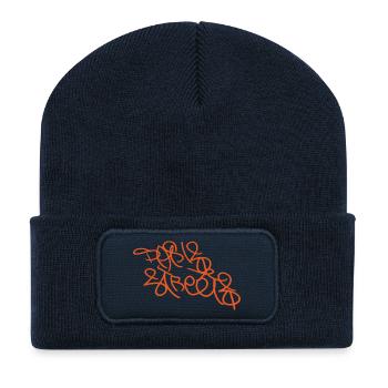 Orange Parisian Graffiti - Recycled Patch Beanie - french navy - Front