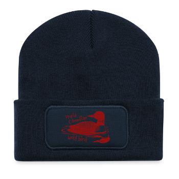 Stupid Canadian Wolf Bird Funny Loon Humor - Recycled Patch Beanie - french navy - Front