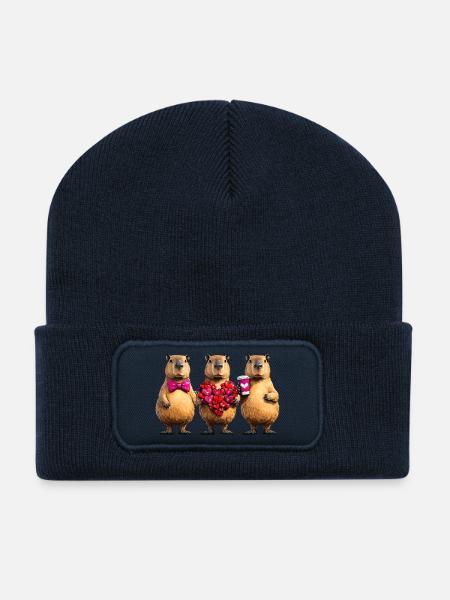 Liebesbiber Trio - Recycelte Patch Beanie - French Navy