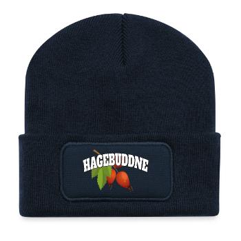 Hagebuddne – Wortspiel Meme Spruch - Recycelte Patch Beanie - French Navy - Vorne