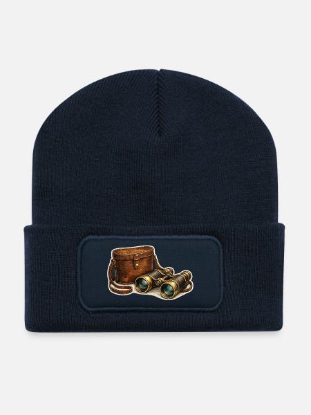 Sacoche à jumelles d’expédition vintage - Beanie recyclé à patch - bleu marine