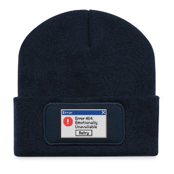 Erreur 404 - Émotionnellement indisponible - Beanie recyclé à patch - bleu marine - Devant