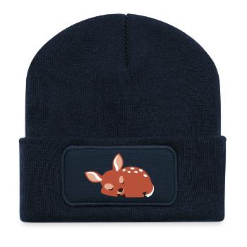 Cute sleeping fawn minimalist style - Recycled Patch Beanie - french navy - Front